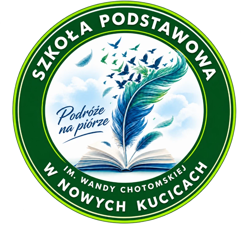 Logo Szkoły Podstawowej im. Wandy Chotomskiej w Nowych Kucicach